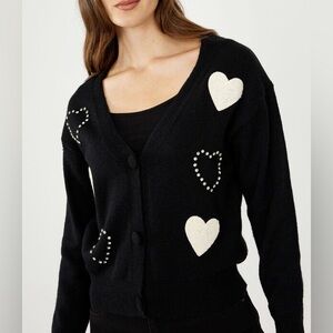 Frank Lyman NWOT Jewel Embellished V-neck Hearts Cardigan Sweater